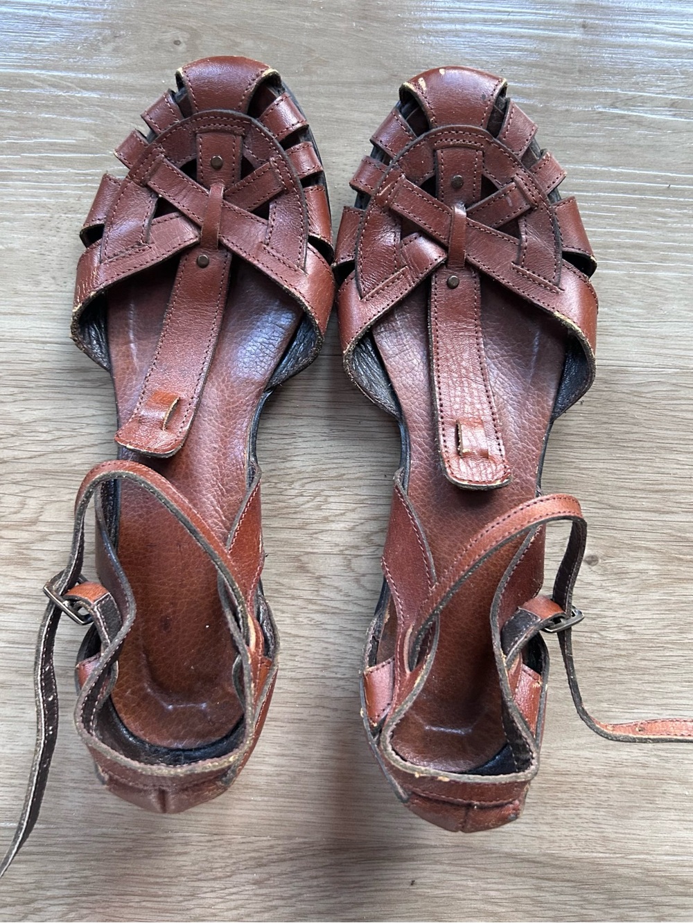 Brown Leather Women's Sandals Straps